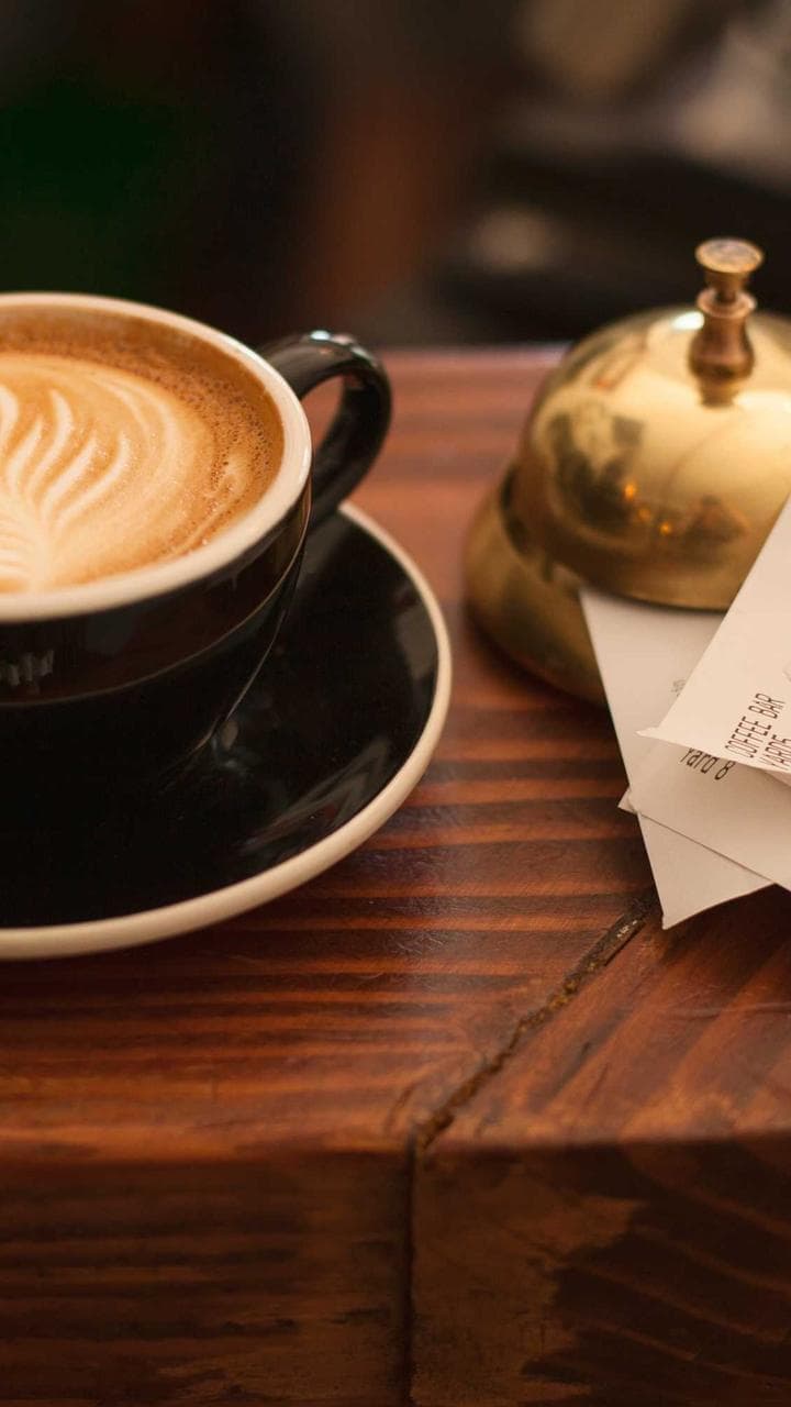 A latte on a café table
